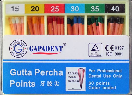 Зображення Гутаперчеві штифти  06 (Gutta Percha Pin) 60шт 